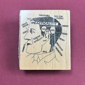 Unique Rubber Stamp- Fabio Martini- Practicality- preowned- 4x3.5" Tin Can Mail